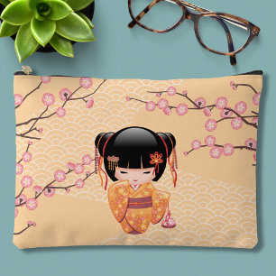 Pochette À Accessoires Poupée Ume Kokeshi - Japonaise Pêche Geisha Girl
