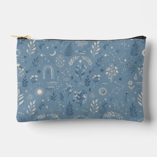 Pochette À Accessoires Poussière d'accessoire bleu céleste boho botanique (Recto)