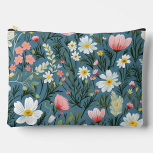 Pochette À Accessoires Prairie de Fleurs Sauvages Bleues Motif Floral Cot