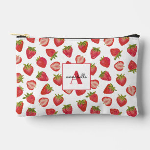 Pochette À Accessoires Premier nom du monogramme du motif de fraises