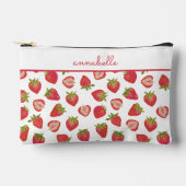 Pochette À Accessoires Prénom du motif de fraises (Recto)