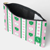 Pochette À Accessoires Prépa Golf Crest Gingham - Rose & Vert (Ouvrir)