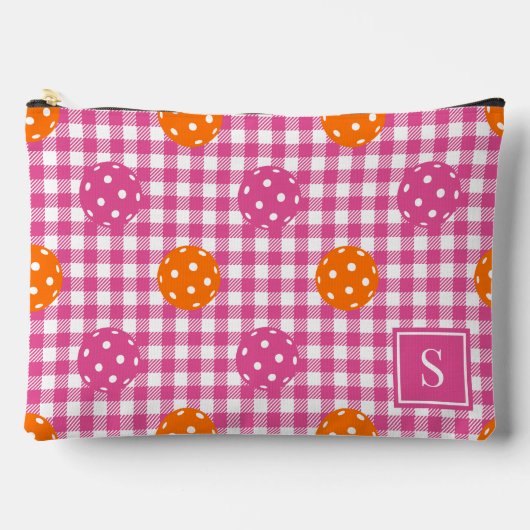 Pochette À Accessoires Préparation Pickleball Gingham Rose Orange Monogra (Recto)