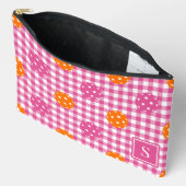 Pochette À Accessoires Préparation Pickleball Gingham Rose Orange Monogra (Ouvrir)