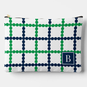 Pochette À Accessoires Préparé perlé à carreaux Vert & Marine