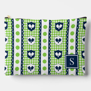 Pochette À Accessoires Préppy Pickleball Crête Gingham - Citron et Nuit