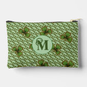 Pochette À Accessoires Pretty Green and Gold Irish Shamrocks Monogram (Verso)