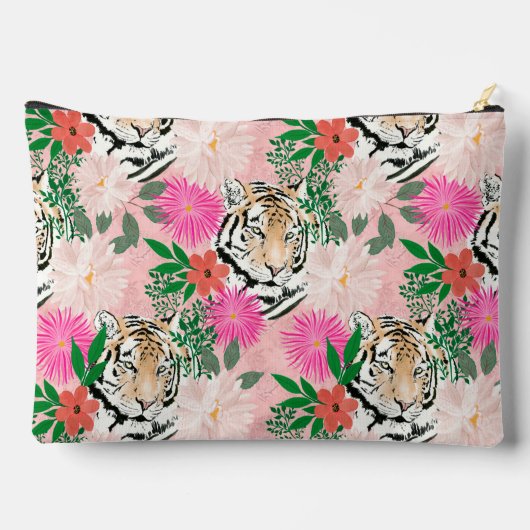 Pochette À Accessoires Pretty White Pink Tiger Floral Painting (Verso)