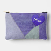 Pochette À Accessoires Purple Denim Coeur avec nom (Recto)