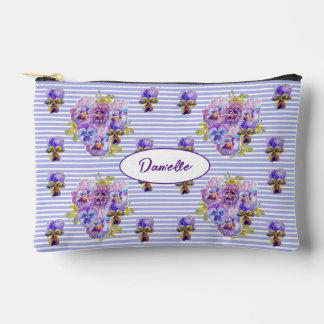 Pochette À Accessoires Purple Pansy Flower floral Shabby Watercolor Girls