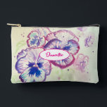 Pochette À Accessoires Purple Pink Pansy Watercolor Flower Floral Girls<br><div class="desc">Pansy Watercolour Painting. Designed from my original watercolours.</div>