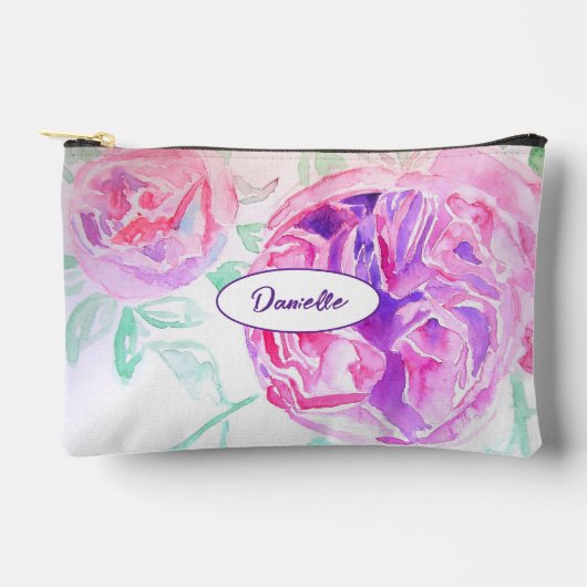 Pochette À Accessoires Purple Pink Rose Flower Pattern Watercolor Girls (Recto)