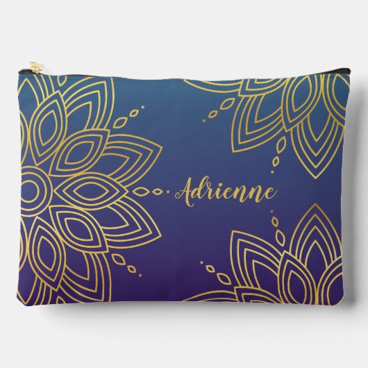 Pochette À Accessoires Purple Turquoise Gradient Faux Gold Mandala (Recto)