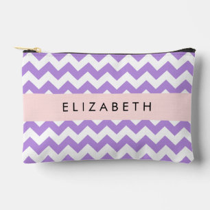 Pochette À Accessoires Purple Zigzag, Purple Chevron, Votre Nom
