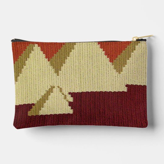 Pochette À Accessoires Pyramides Rouille naturelle Beige Artisan Crochet  (Verso)
