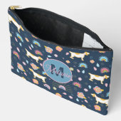 Pochette À Accessoires Quirky mignon Chien Rainbow Motif bleu Personnalis (Ouvrir)