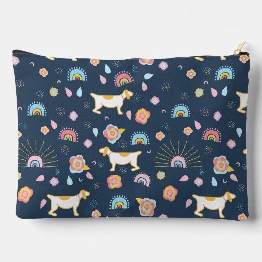 Pochette À Accessoires Quirky mignon Chien Rainbow Motif bleu Personnalis (Verso)
