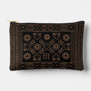 Pochette À Accessoires Racines d'or : Elégance marocaine noire et tribale