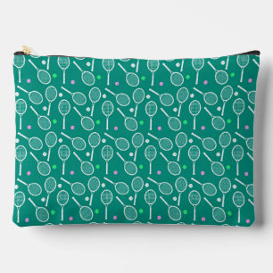 Pochette À Accessoires Raquette de tennis blanc et Motif de balle vert