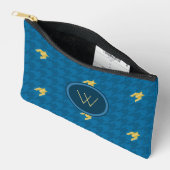 Pochette À Accessoires Rayé de bleu avec accent doré (Ouvrir)