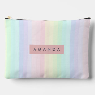 Pochette À Accessoires Rayure Arc-en-ciel Pastel Personnalisée