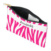 Pochette À Accessoires Rayure de zèbre ondulée rose chaud