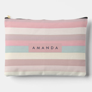 Pochette À Accessoires Rayures arc-en-ciel pastel personnalisées douces