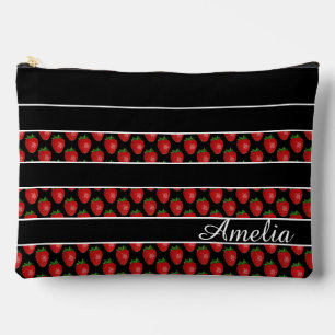 Pochette À Accessoires Rayures de fraise noir personnalisé