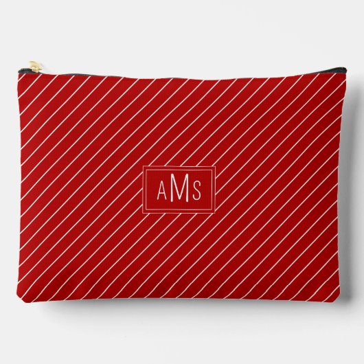 Pochette À Accessoires Rayures de monogramme rouge et blanc (Recto)