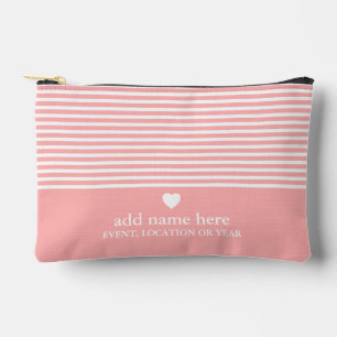 Pochette À Accessoires Rayures modernes avec Monogramme cardiaque haut de