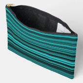 Pochette À Accessoires Rayures Noir Sarcelle Large (Ouvrir)