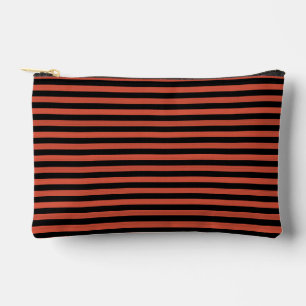 Pochette À Accessoires Rayures noires orange motif sans couture petit