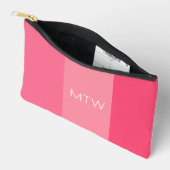 Pochette À Accessoires Rayures roses simples avec monogramme ou initiales (Ouvrir)