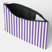 Pochette À Accessoires Rayures verticales classiques violettes et blanche (Ouvrir)