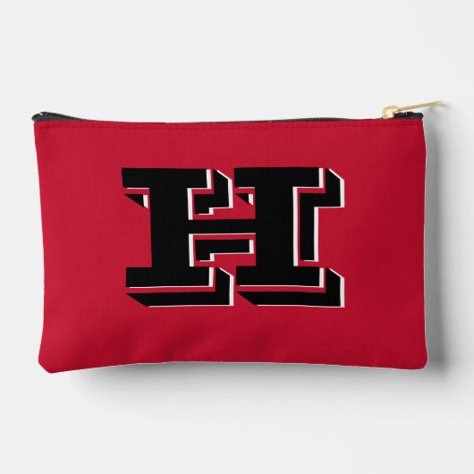 Pochette À Accessoires Red and Black College Style Initial Monogram (Verso)