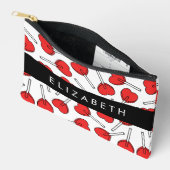 Pochette À Accessoires Red Lollipops, Heart Lollipops, Lolly, Your Name (Ouvrir)