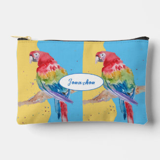 Pochette À Accessoires Red Macaw Parrot Watercolor Parrots Boys Name