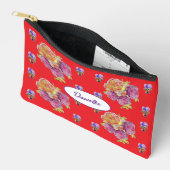 Pochette À Accessoires Red Rose Flower Pattern Shabby Watercolor Girls (Ouvrir)