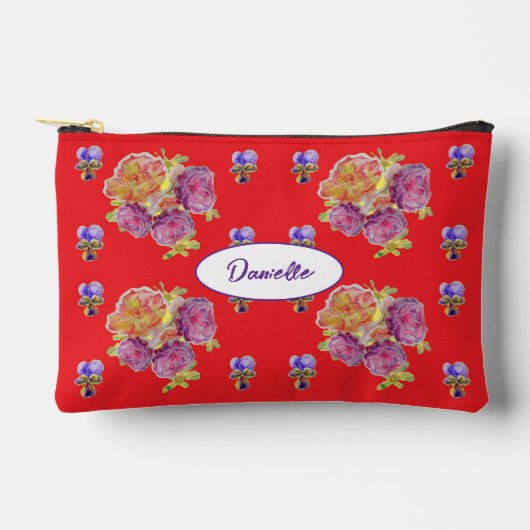 Pochette À Accessoires Red Rose Flower Pattern Shabby Watercolor Girls (Recto)