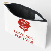 Pochette À Accessoires Red Rose Forever Message Soft Romantic Valentine (Ouvrir)