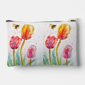 Pochette À Accessoires Red Tulip and Bee Flower Pattern Watercolor Girls (Verso)