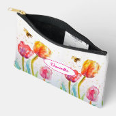 Pochette À Accessoires Red Tulip and Bee Flower Pattern Watercolor Girls (Ouvrir)
