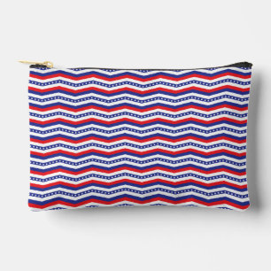 Pochette À Accessoires Red White and Blue Stars and Stripes Chevron