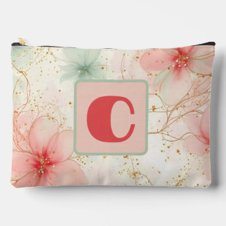 Pochette À Accessoires Ressort Aquarelle Florale Jardin Monogramme