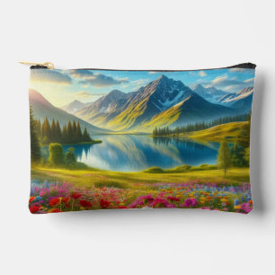 Pochette À Accessoires Ressort coloré/lac de montagne fleuri