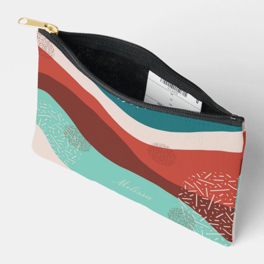 Pochette À Accessoires Rétro de script personnalisé (Ouvrir)