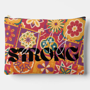 Pochette À Accessoires Rétro floral patchwork des années 70 Restez fortE