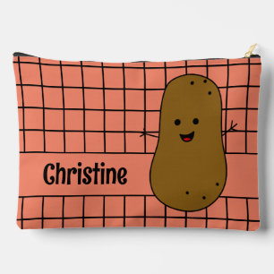 Pochette À Accessoires Rétro, pomme de terre marron, rose saumon personna