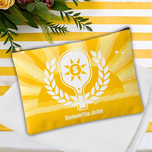 Pochette À Accessoires Retro Sunshine Fête de Mariage Pickleball