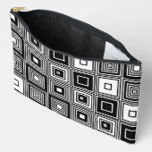 Pochette À Accessoires Retro tendance look noir blanc carré motif (Ouvrir)